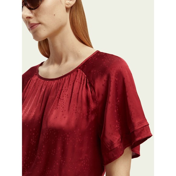 Scotch & Soda Flutter Sleeve Top in Rhubarb - Picture 5 of 11